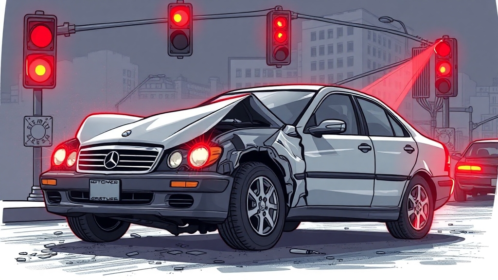 신호위반 사고 보험 처리 (illustration 스타일)