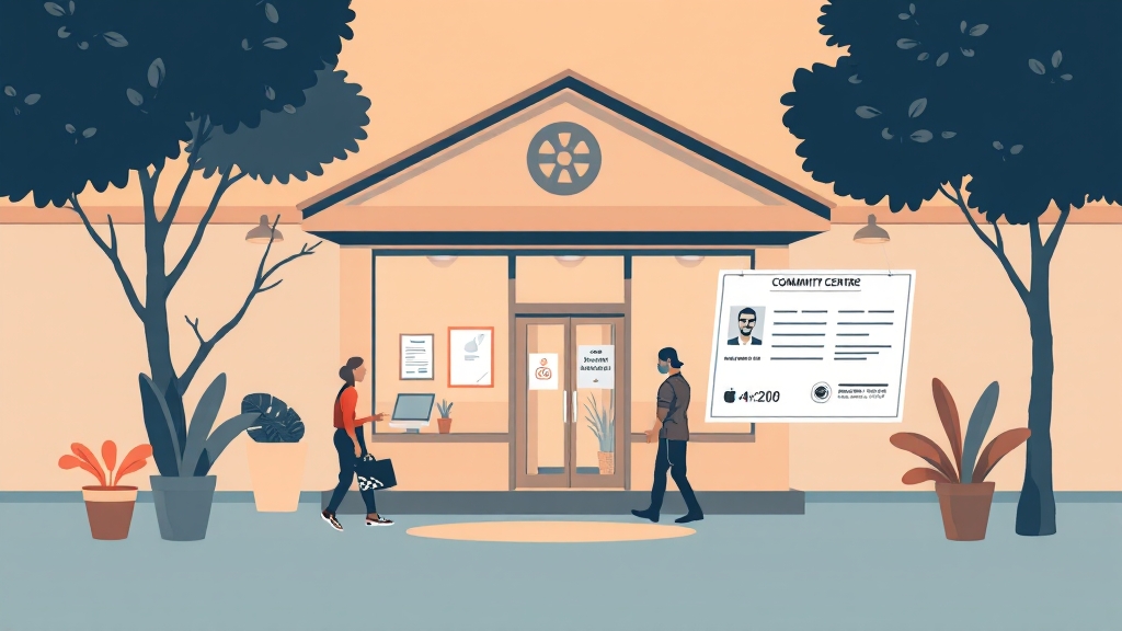 방문 발급 (주민센터, 세무서) 방법 (illustration 스타일)