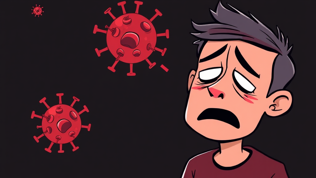 니파 바이러스 주요 증상 (cartoon 스타일)