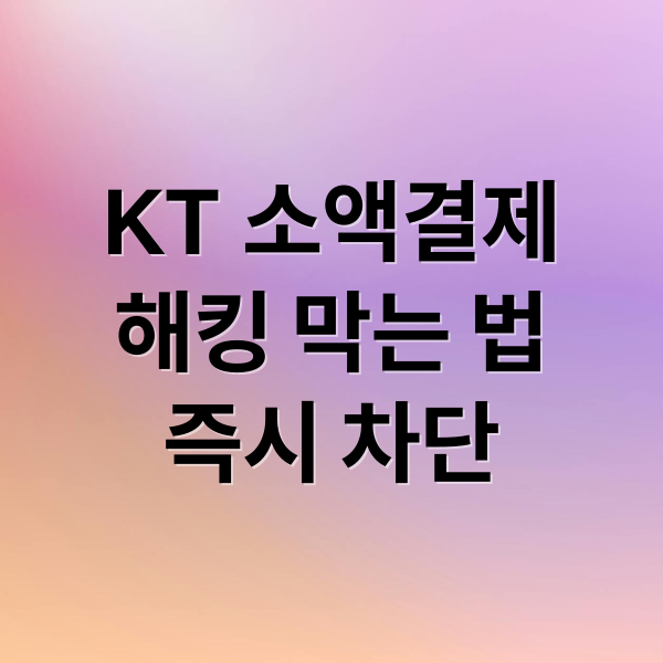KT 소액결제
해킹 막는 법
즉시 차단 (KT 소액결제 해킹 예방)