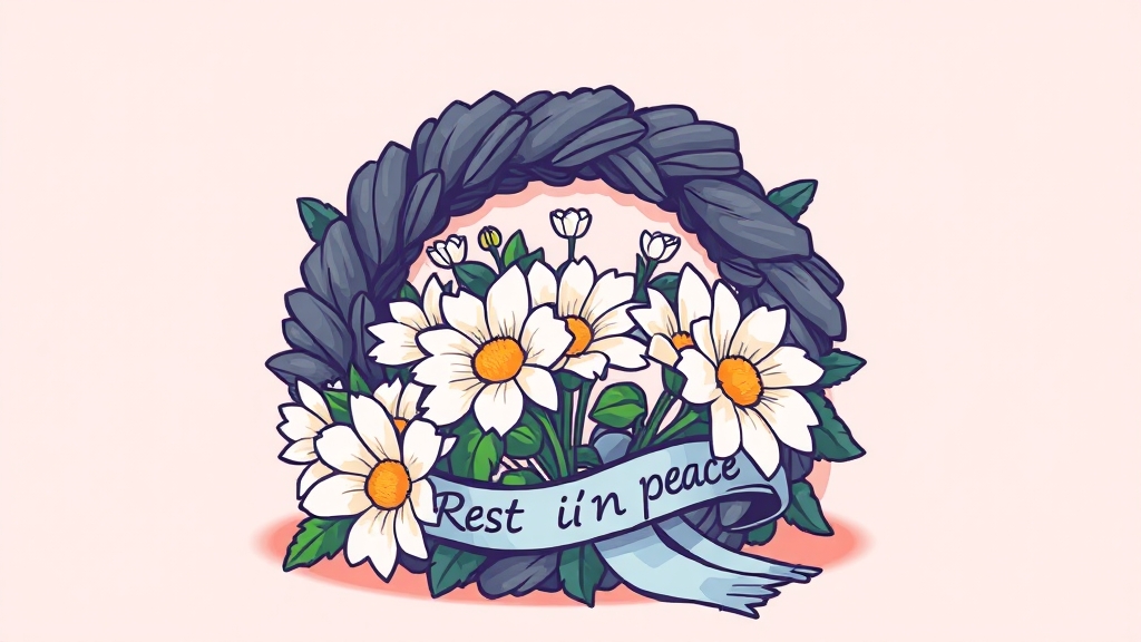 근조화환 리본 문구 작성 요령 (cartoon 스타일)