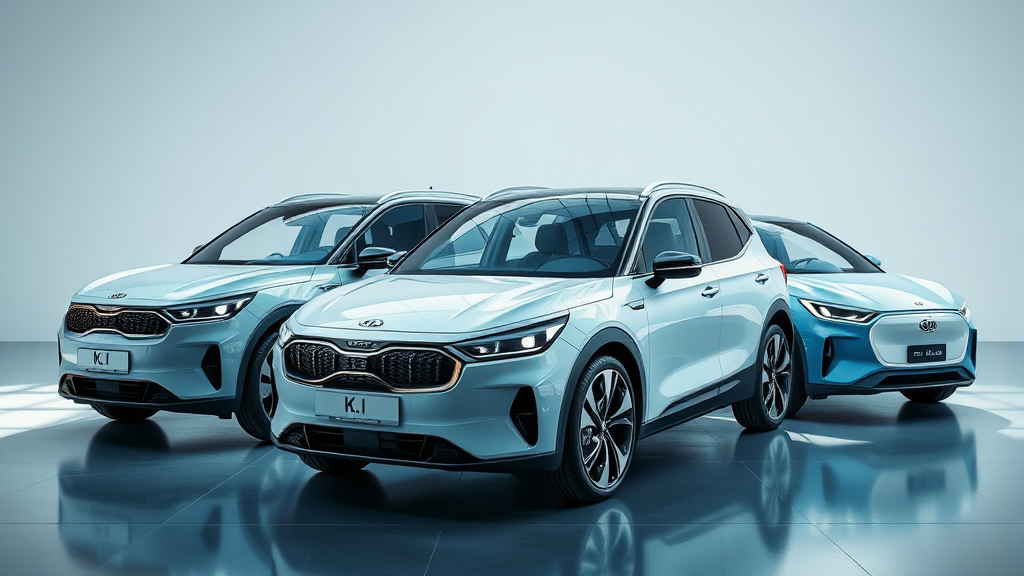 EV 시리즈별 비교 (EV3, EV6, EV9 등) (realistic 스타일)