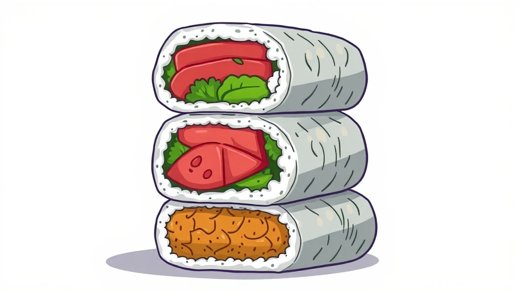 다양한 김밥 종류 (cartoon 스타일)