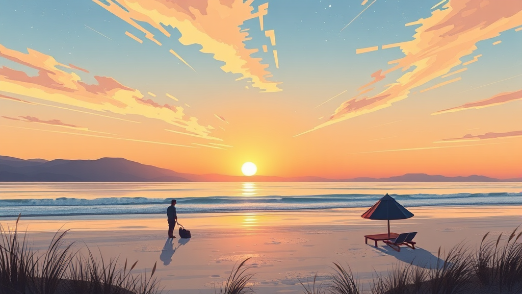 양산해변 주변 즐길 거리 및 추천 코스 (illustration 스타일)