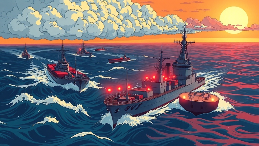 미국 vs 이란, 봉쇄 가능성은? (cartoon 스타일)