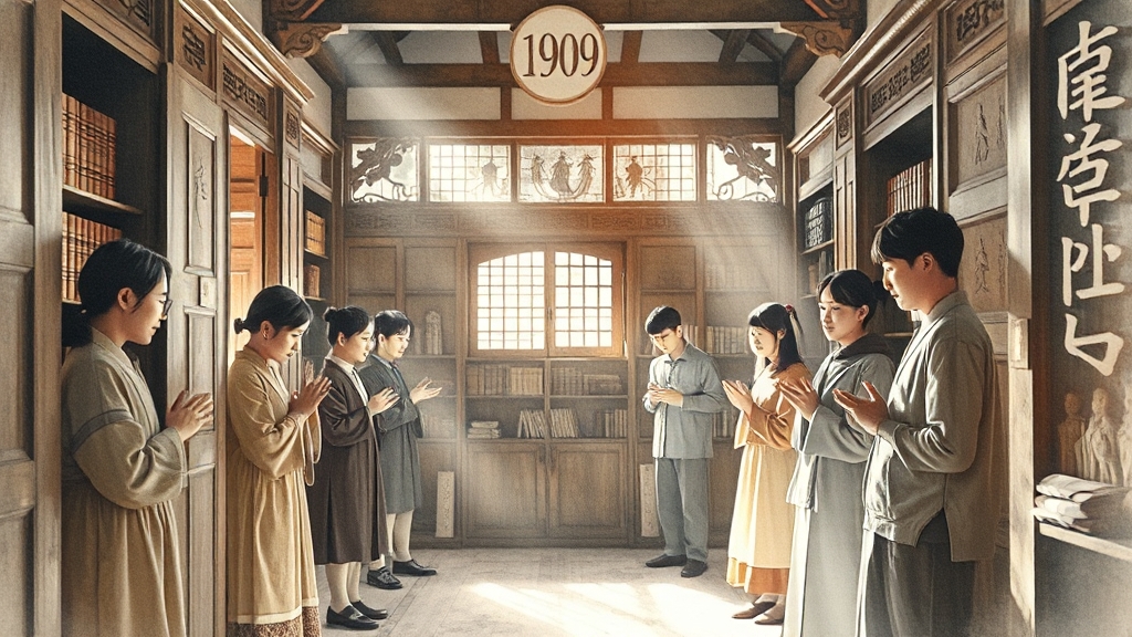 안동 교회 설립 배경 (watercolor 스타일)