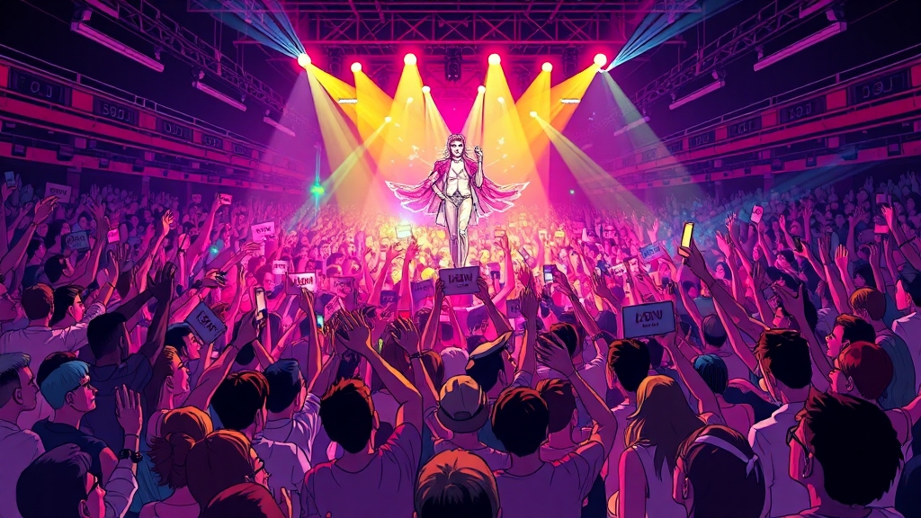 콘서트 후기 및 굿즈 정보 (illustration 스타일)
