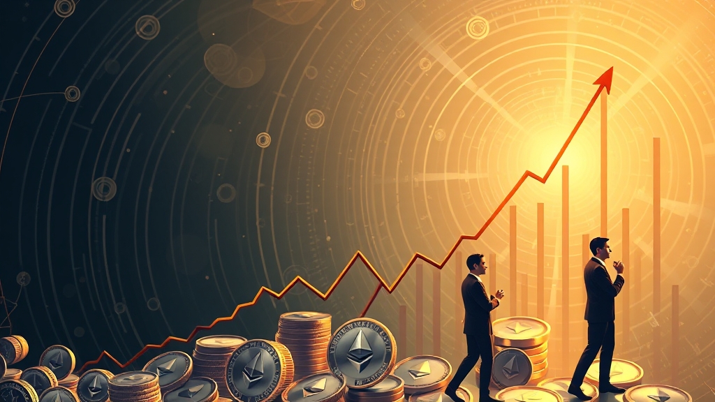 Dencun 업그레이드와 가격 변동 예측 (illustration 스타일)