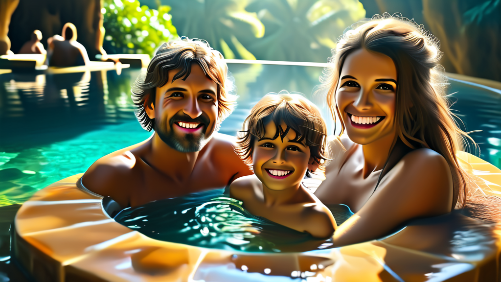 물놀이와 온천, 두 마리 토끼를 잡다 (realistic 스타일)