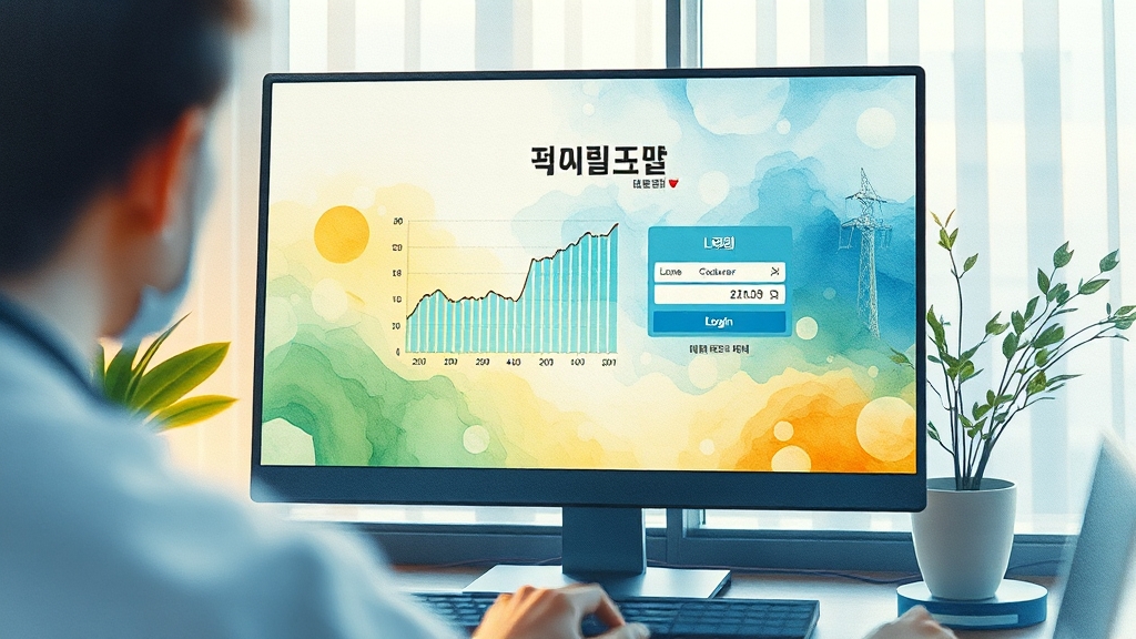 한전 웹사이트(사이버지점) 활용 (watercolor 스타일)