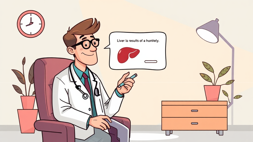 간기능 검사 결과, 상담이 중요한 이유 (cartoon 스타일)