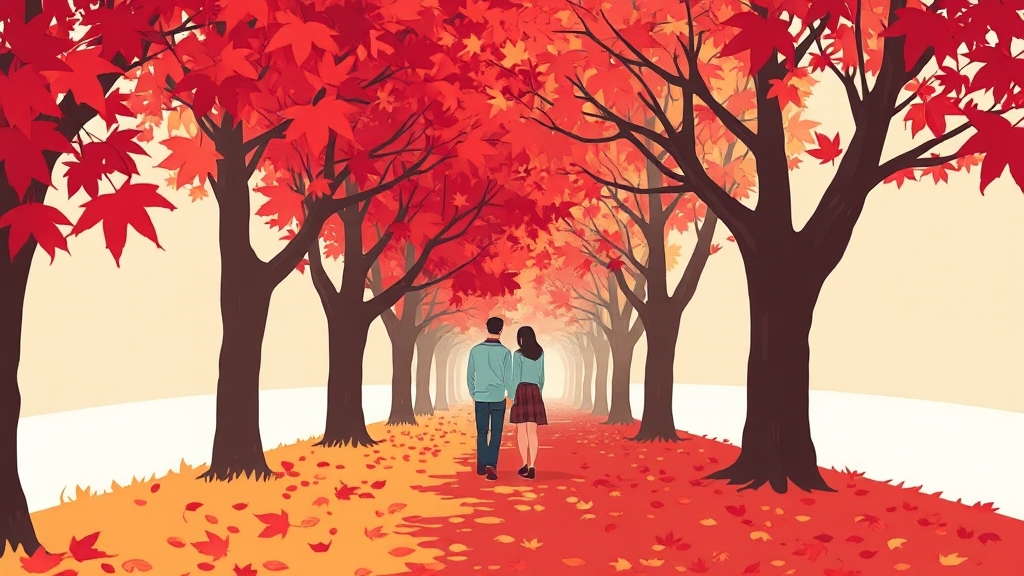 도심 속 숨겨진 단풍 명소 (cartoon 스타일)