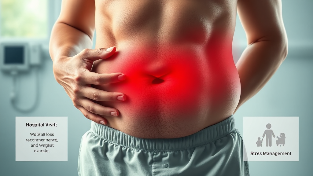 복부 팽만, 언제 병원을 찾아야 할까? (realistic 스타일)