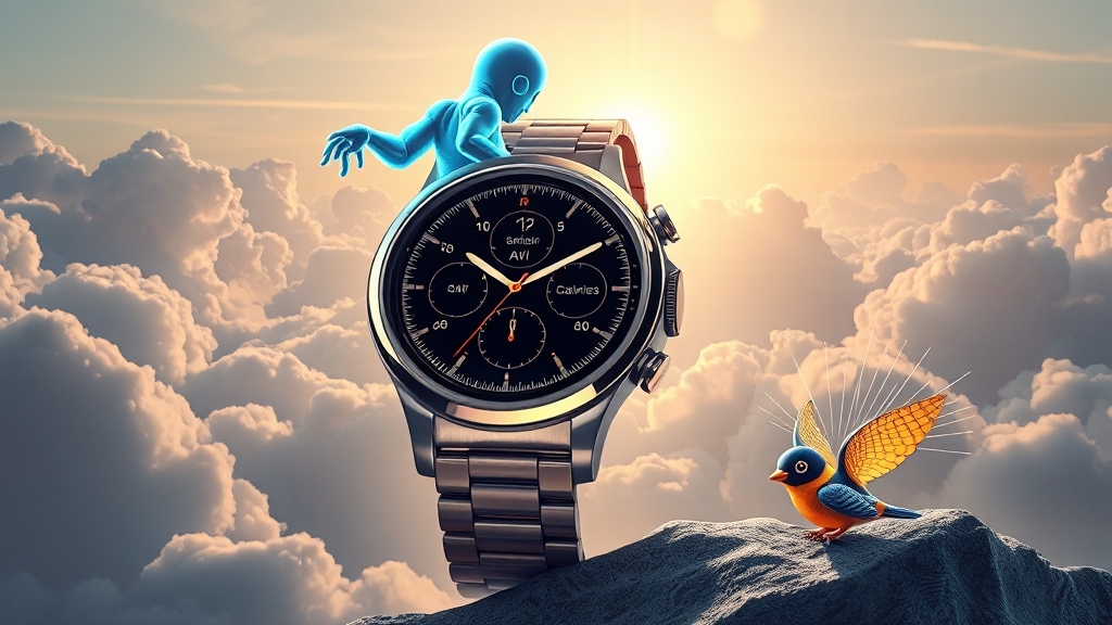 갤럭시 워치 8: 건강 관리 기능 강화 (illustration 스타일)