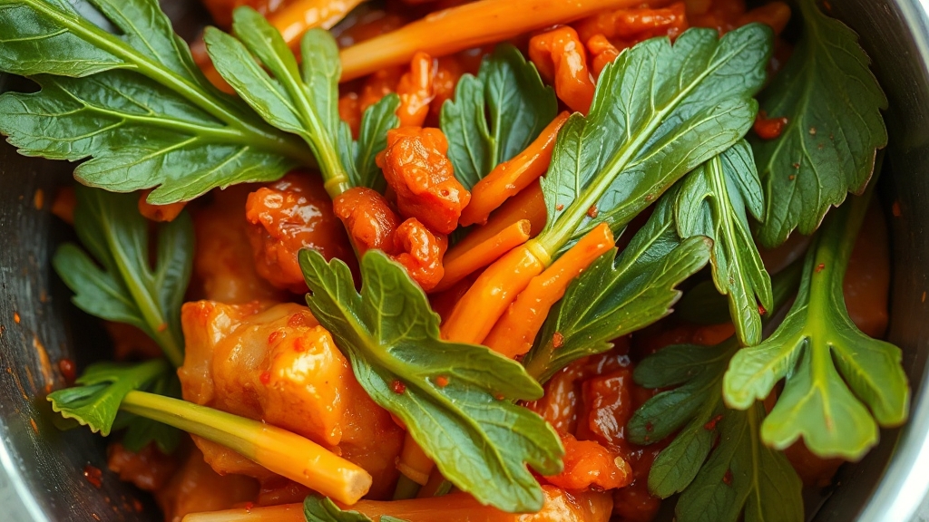 갓김치, 어떻게 보관하고 숙성해야 할까? (watercolor 스타일)