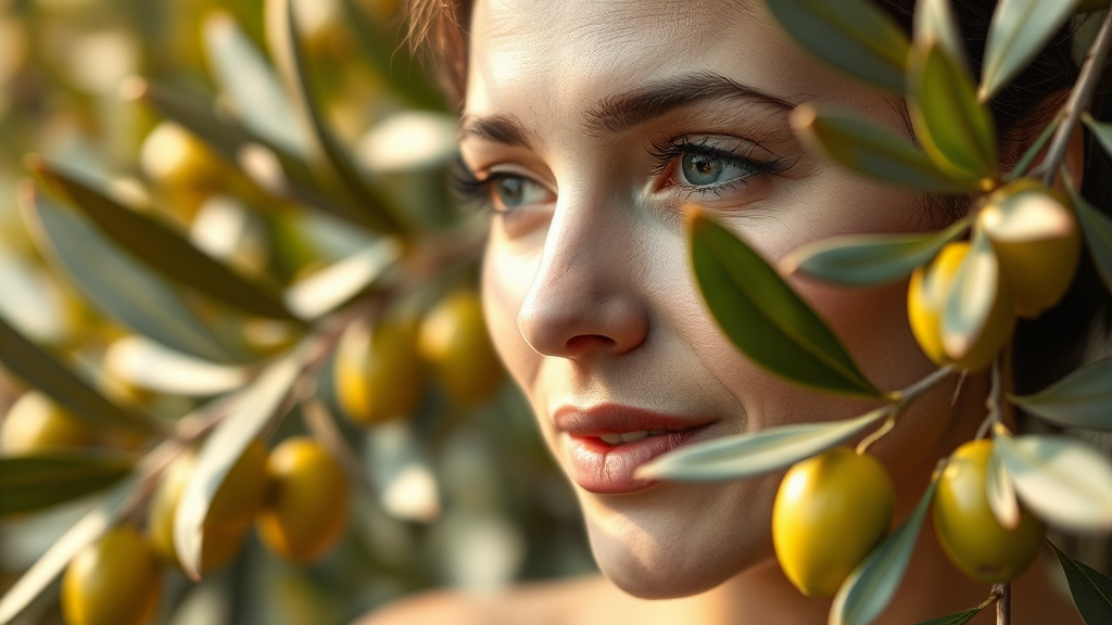 노화 방지와 피부 건강, 올리브오일의 비밀 (realistic 스타일)
