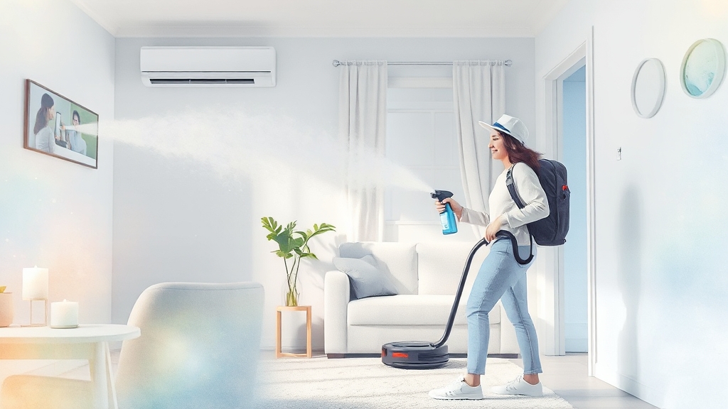 에어컨 냄새 제거 및 예방 관리법 (watercolor 스타일)