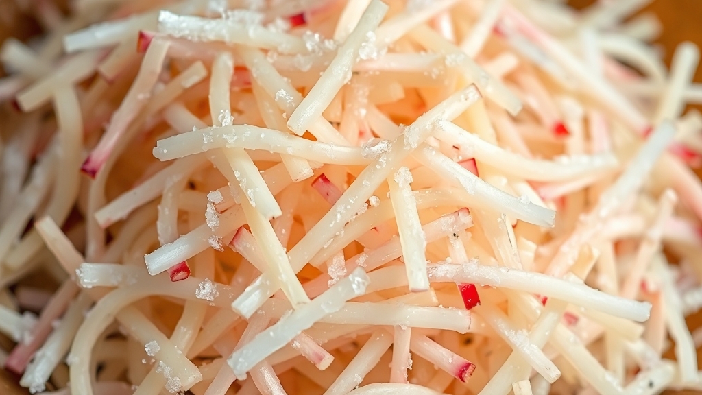 무 절이기: 꼬들꼬들 비법 (realistic 스타일)