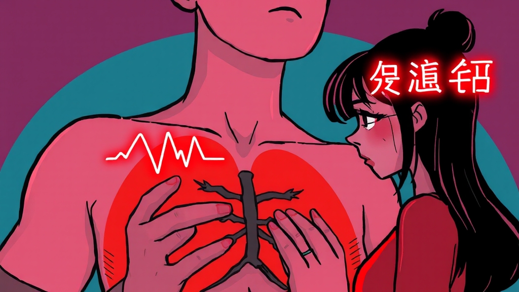 심근경색 전조증상: 주요 증상 (cartoon 스타일)