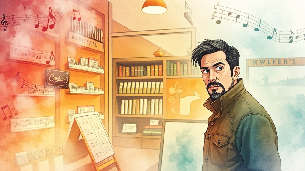 매장 음악 사용 시 오해와 진실 (watercolor 스타일)