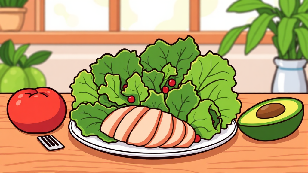 다이어트 식단 재료 준비 (cartoon 스타일)