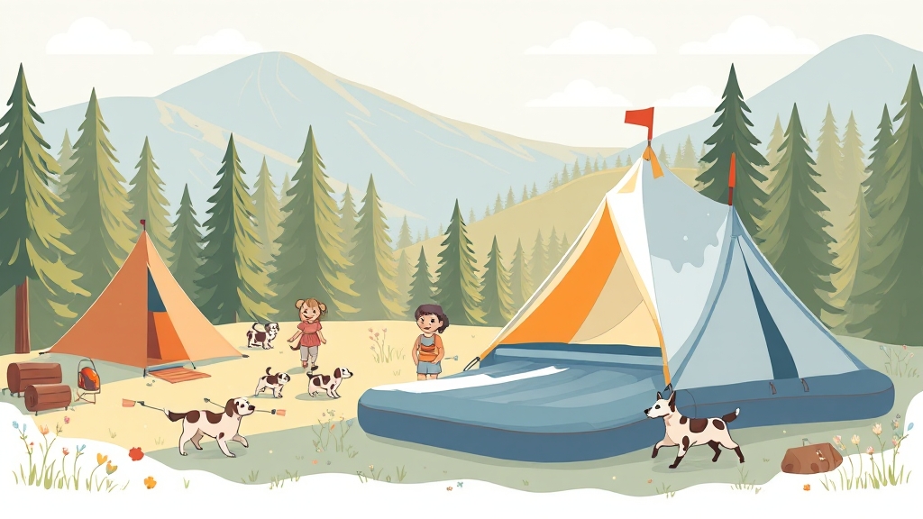 캠핑장 부대시설 & 주변 환경 (illustration 스타일)