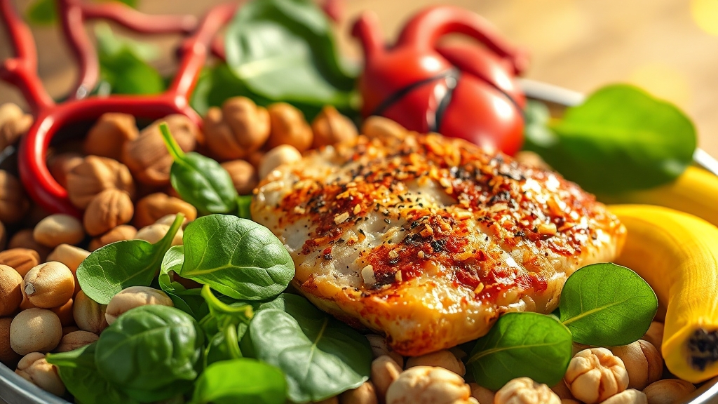 도움되는 영양소와 음식 (realistic 스타일)