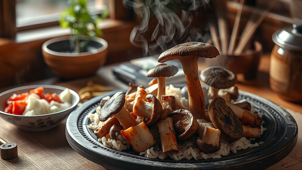 참송이버섯 활용 요리 레시피 (realistic 스타일)