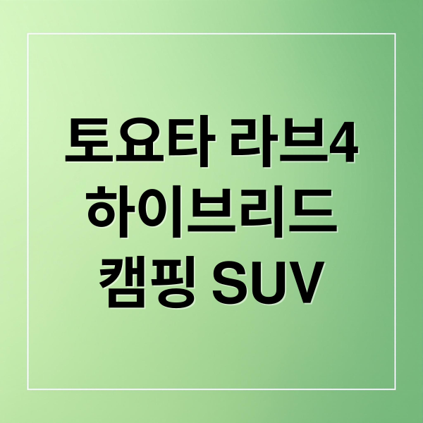 토요타 라브4
하이브리드
캠핑 SUV (토요타 라브4 4천만원대 하이브리드 SUV)