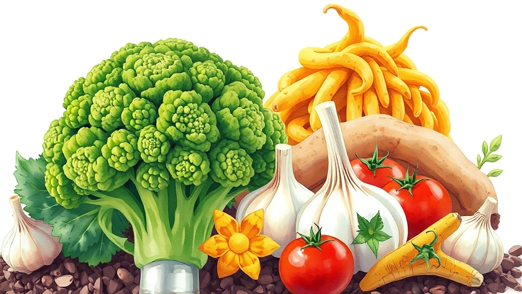 항암 효과 UP! 식품 (illustration 스타일)