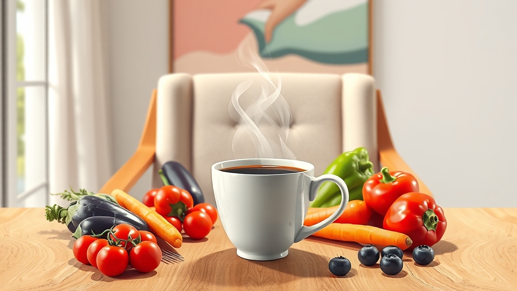 콜레스테롤 관리, 커피와 균형 잡기 (illustration 스타일)