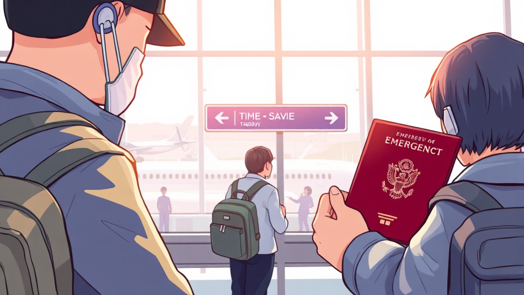 인천공항 및 김해공항 긴급 여권 발급 절차 (realistic 스타일)