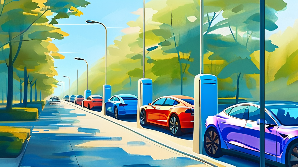 산업용 전기 요금 개편과 전기차 충전 요금의 관계 (watercolor 스타일)