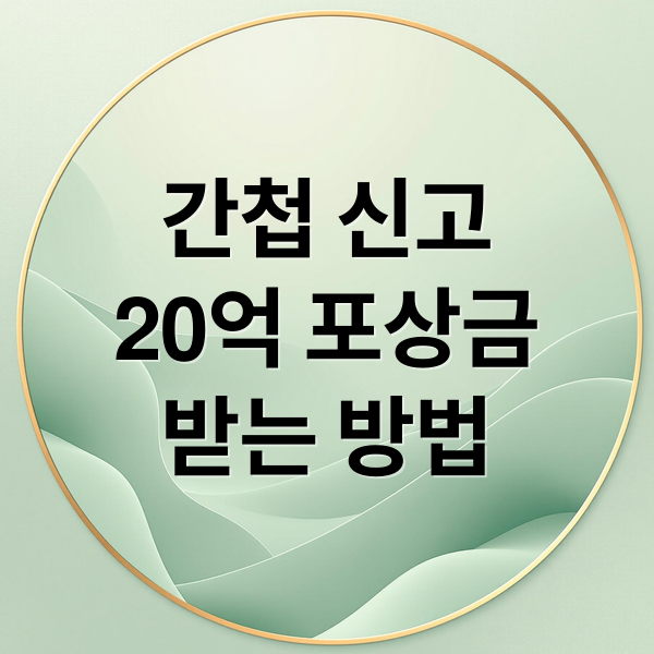간첩 신고
20억 포상금
받는 방법 (간첩 신고 포상금 20억 2025년)