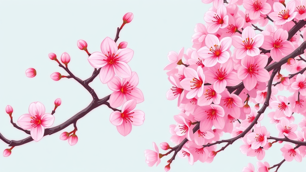 일반 벚꽃과 왕벚꽃의 차이점 (cartoon 스타일)