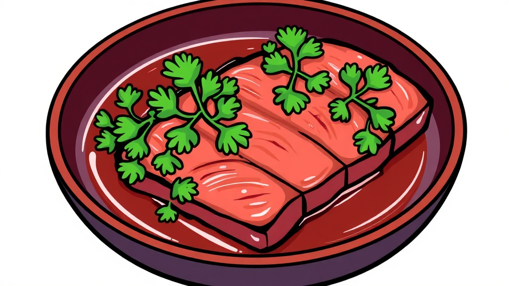 미나리, 삼겹살과의 환상적인 궁합 (cartoon 스타일)