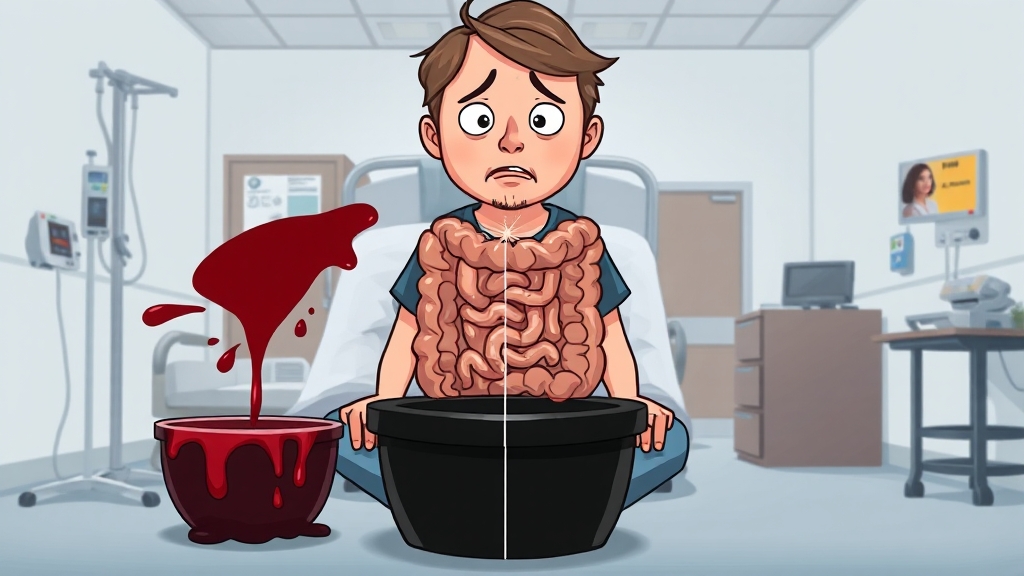 대장암 혈변, 특징과 초기 증상 (cartoon 스타일)