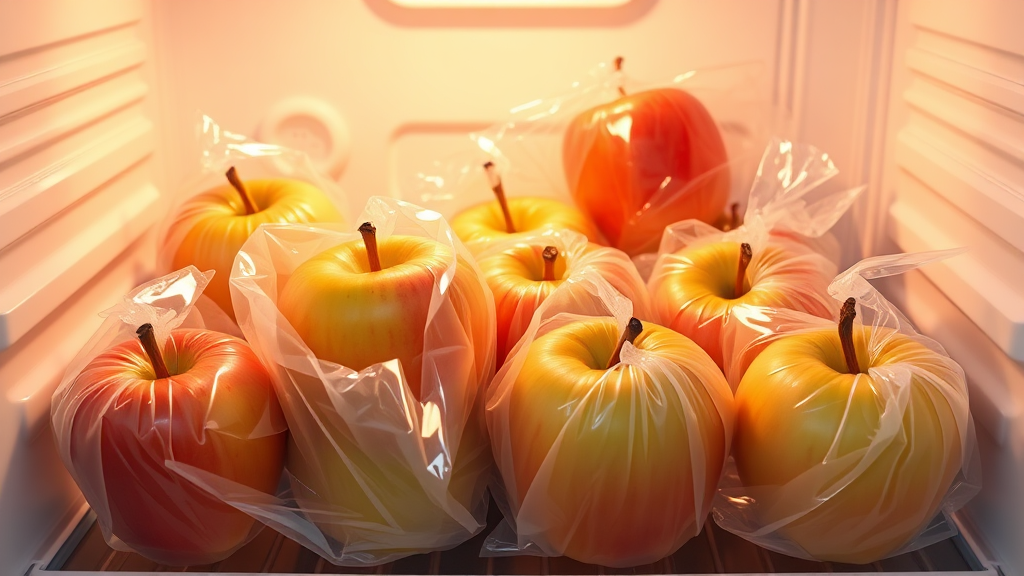 사과, 냉장고 보관이 답이다! (realistic 스타일)