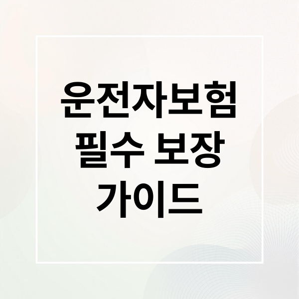 운전자보험
필수 보장
가이드 (운전자보험 가입 확인사항)