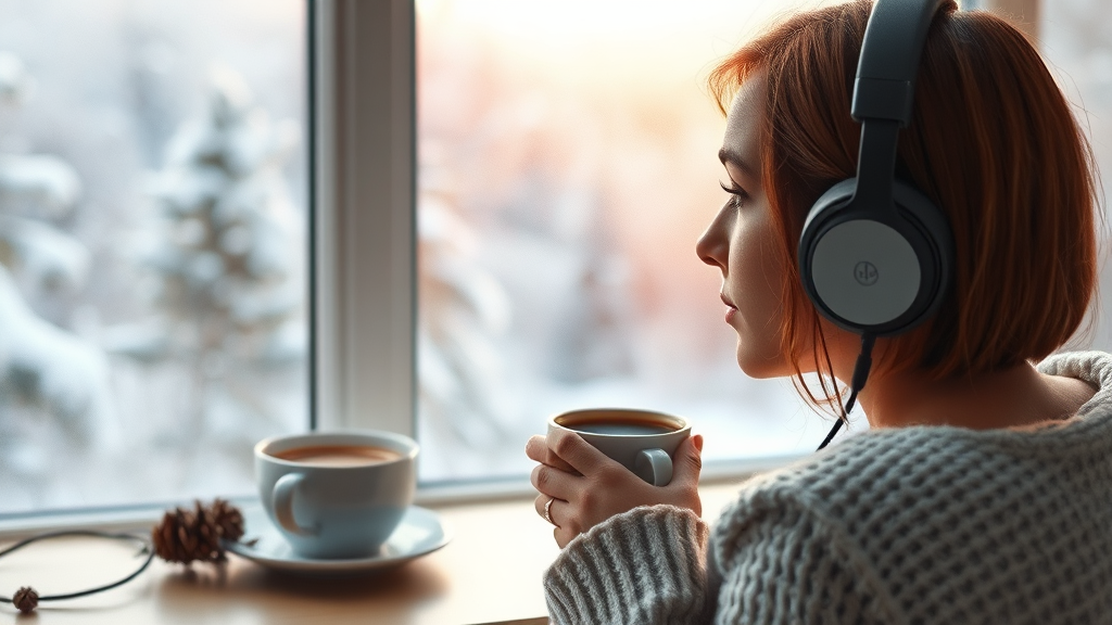 겨울 헤드폰 완벽 가이드 7 노이즈 캔슬링 헤드폰: 몰입감 UP (watercolor 스타일)