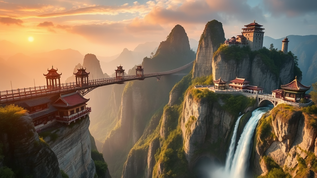 장가계 4박 5일 추천 코스 및 핵심 관광지 (realistic 스타일)