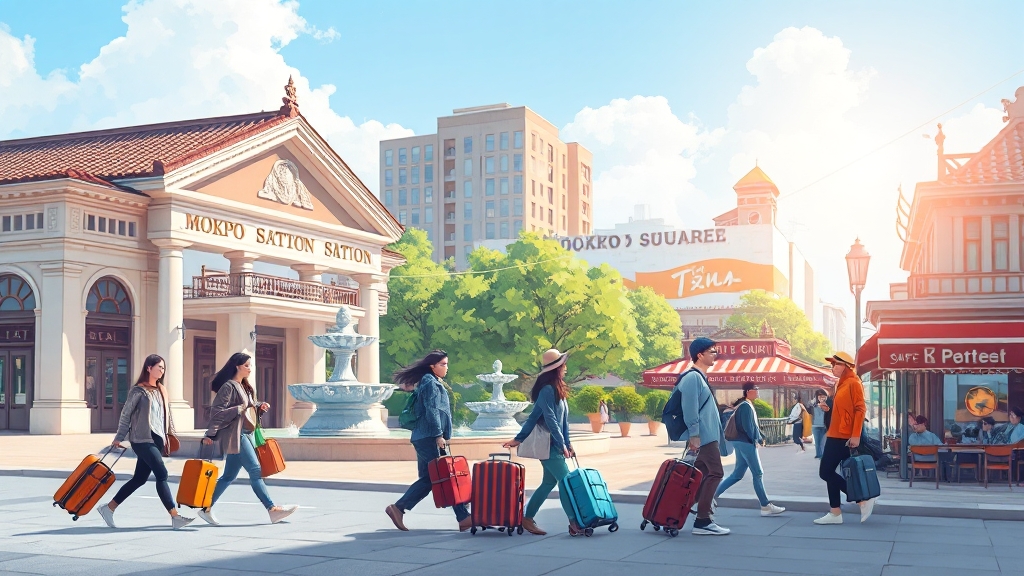 시내 중심가 숙소의 장점 (illustration 스타일)
