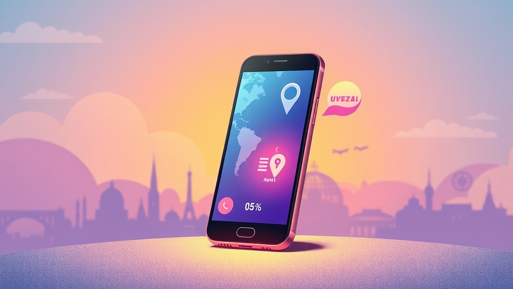 해외여행 필수 앱: 결제, 번역, 환전 (cartoon 스타일)