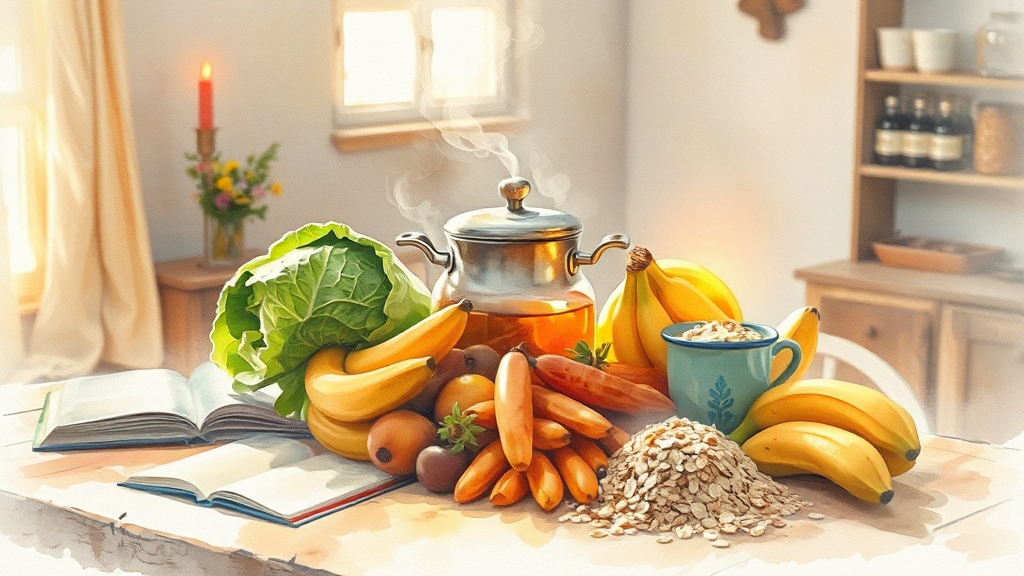 자연 요법 & 음식으로 속쓰림 완화 (watercolor 스타일)