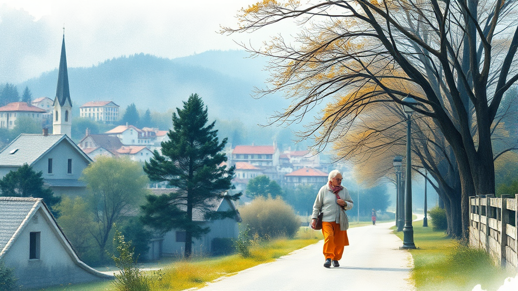 실버타운 선택 시 고려 사항 (watercolor 스타일)
