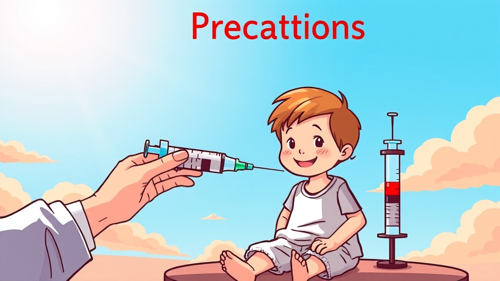 홍역 예방접종 방법 및 주의사항 (cartoon 스타일)