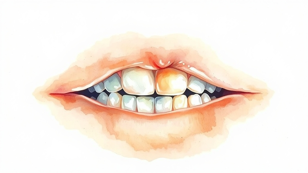 잇몸 들림의 주요 원인 (watercolor 스타일)