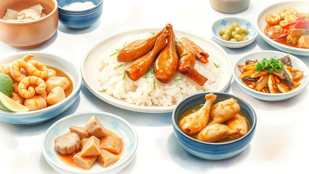 다양한 맛집 소개 (watercolor 스타일)