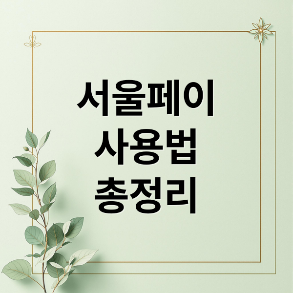 서울페이
사용법
총정리 (서울페이 사용처)