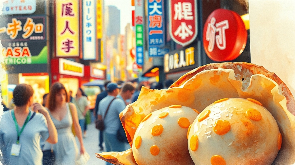 오코노미야키 vs 타코야끼 (watercolor 스타일)